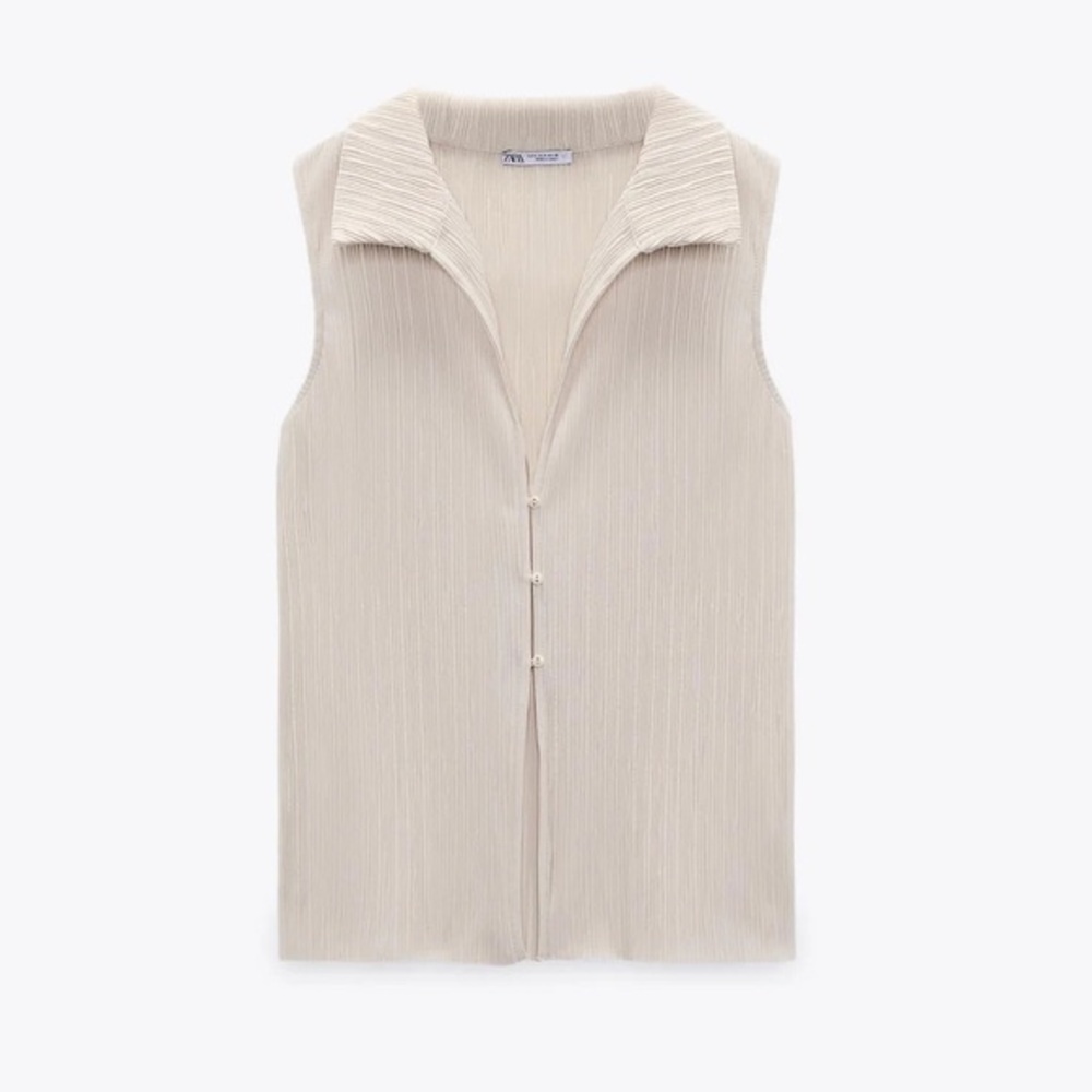 Zara Cream Sleeveless Button-Up Tank Top